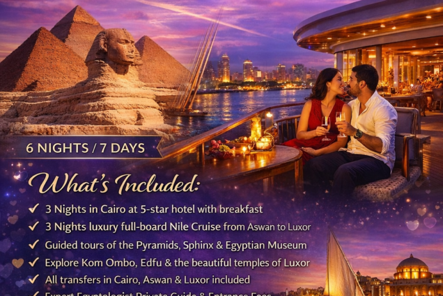 Luxury Valentine Nile Cruise 2026 romantic Cairo and Nile cruise package